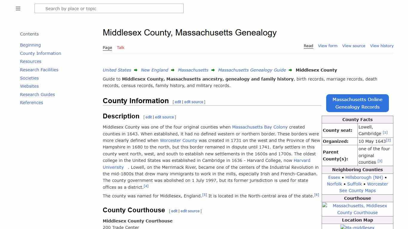 Middlesex County, Massachusetts Genealogy • FamilySearch